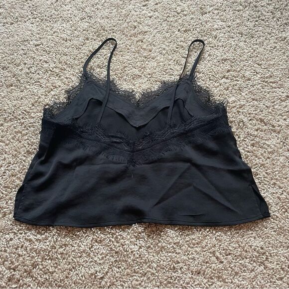 nordstrom open edit black lace silk cami top - Picture 3 of 4
